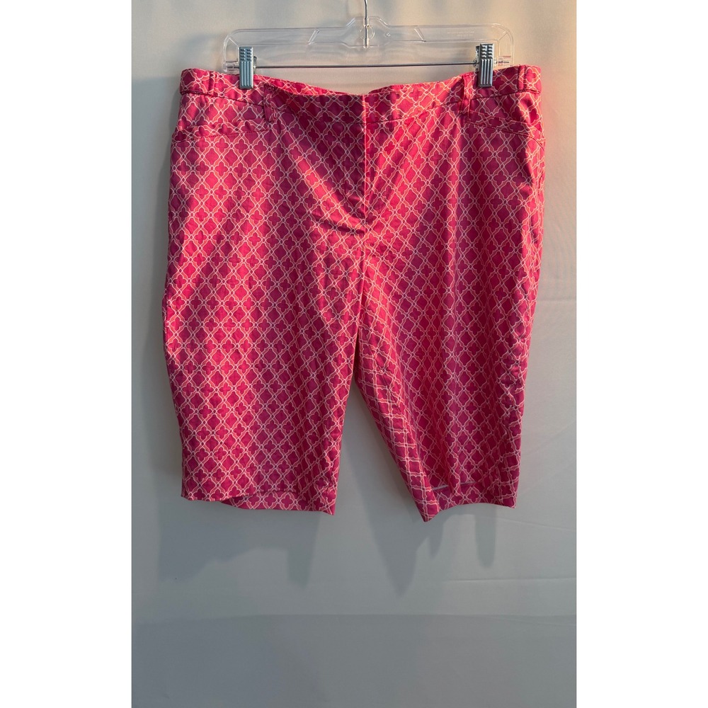 Laundry by Shelli Segal Pink Quatrefoil Bermuda Shorts Womens 14 Summer Cotton